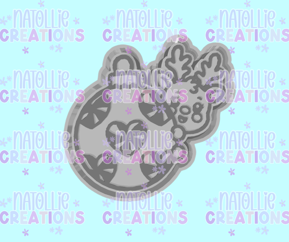 Peeking Reindeer W/ Peppermint Ornament Freshie Silicone Mold