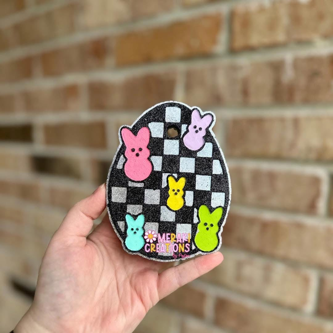 Checkered Egg W/ Peeps Freshie Silicone Mold