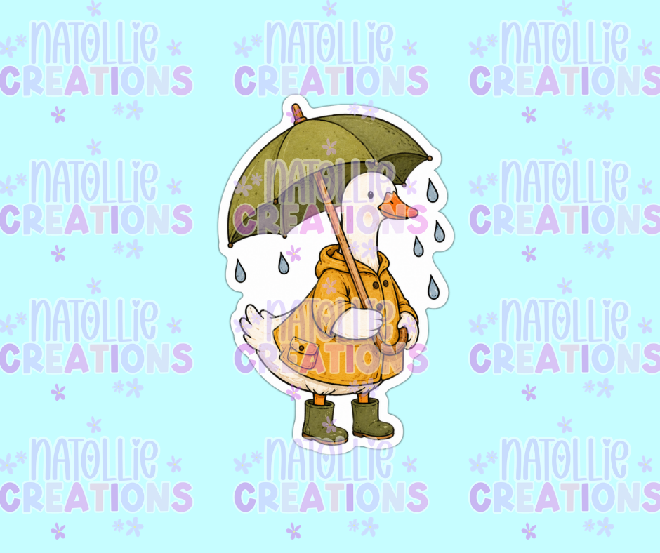 Rainy Day Goose Die Cut Sticker