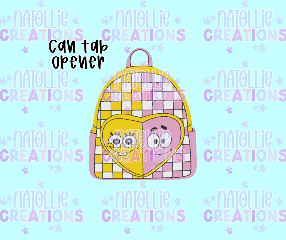 Yellow Sponge / Pink Starfish Backpack Can Tab Opener Keychain