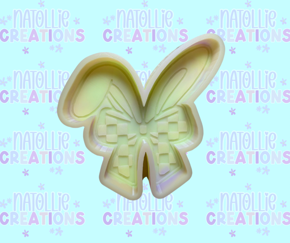 Checkered Bow Bunny Ears Freshie Silicone Mold