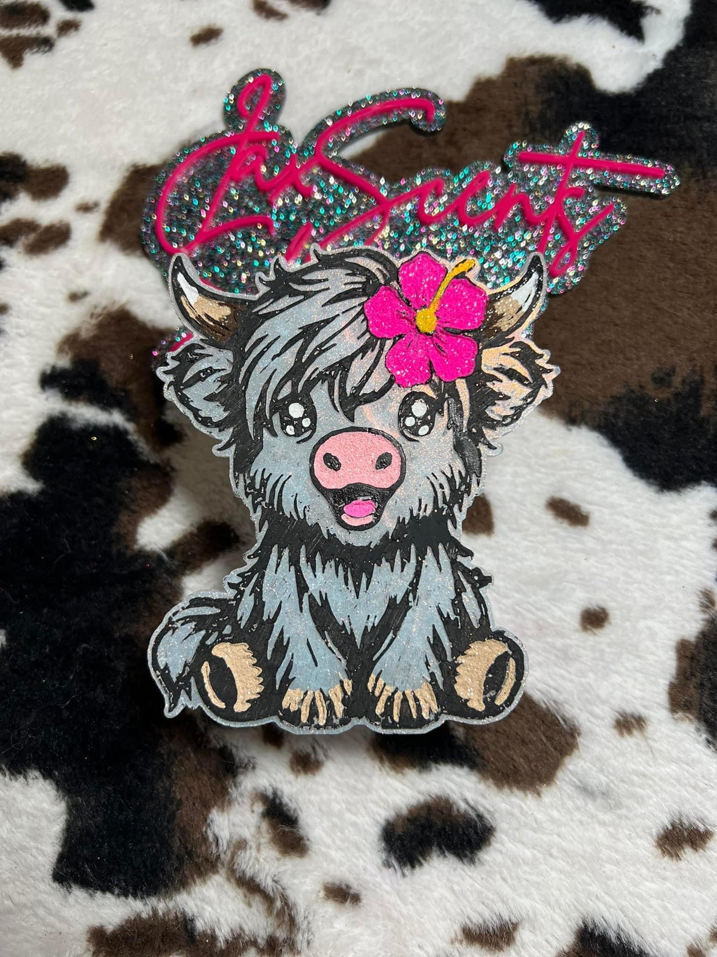 Highland Cow W/ Hibiscus Freshie Silicone Mold