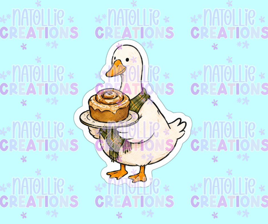 Cinnamon Roll Goose Die Cut Sticker
