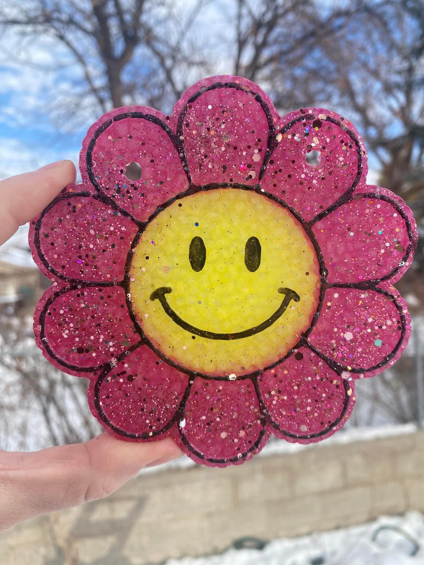 Smiley Retro Flower Freshie Silicone Mold