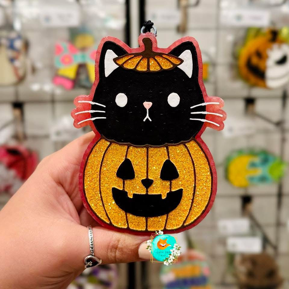 Cat In Pumpkin Freshie Silicone Mold