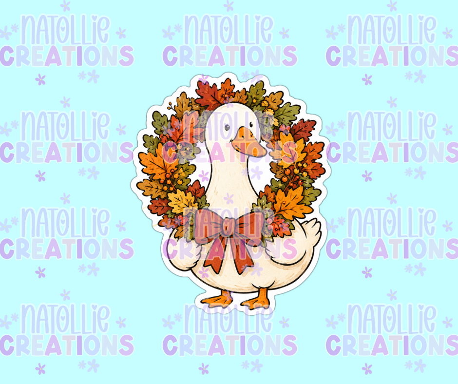 Fall Wreath Goose Die Cut Sticker