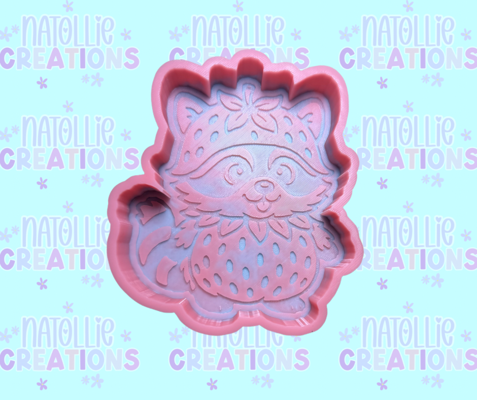 Raccoon In Strawberry Outfit Freshie Silicone Mold