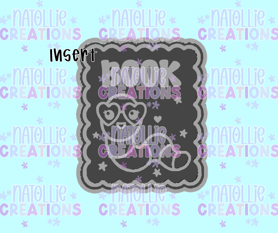 Book Worm Scalloped Rectangle Insert Freshie Silicone Mold