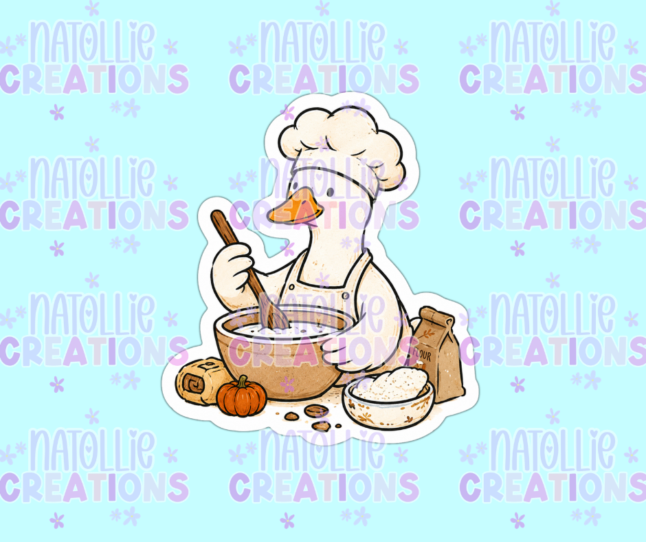 Fall Baking Goose Die Cut Sticker