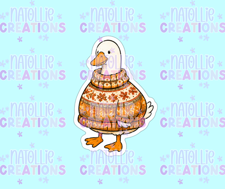 Fall Sweater Goose Die Cut Sticker