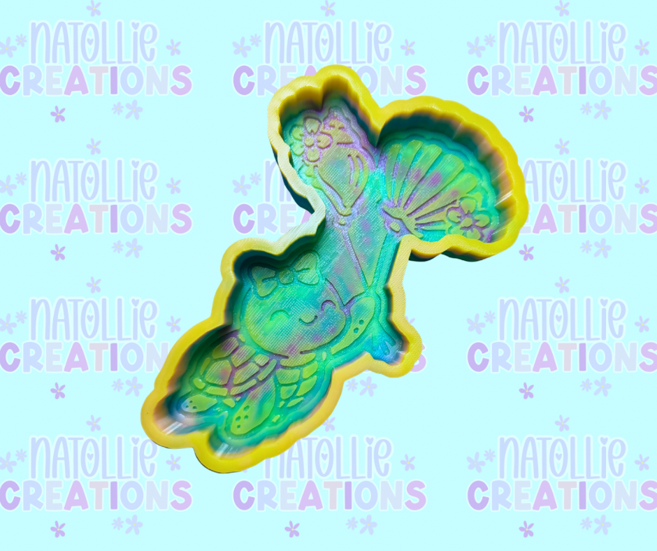Turtle W/ Seashell Balloons Freshie Silicone Mold
