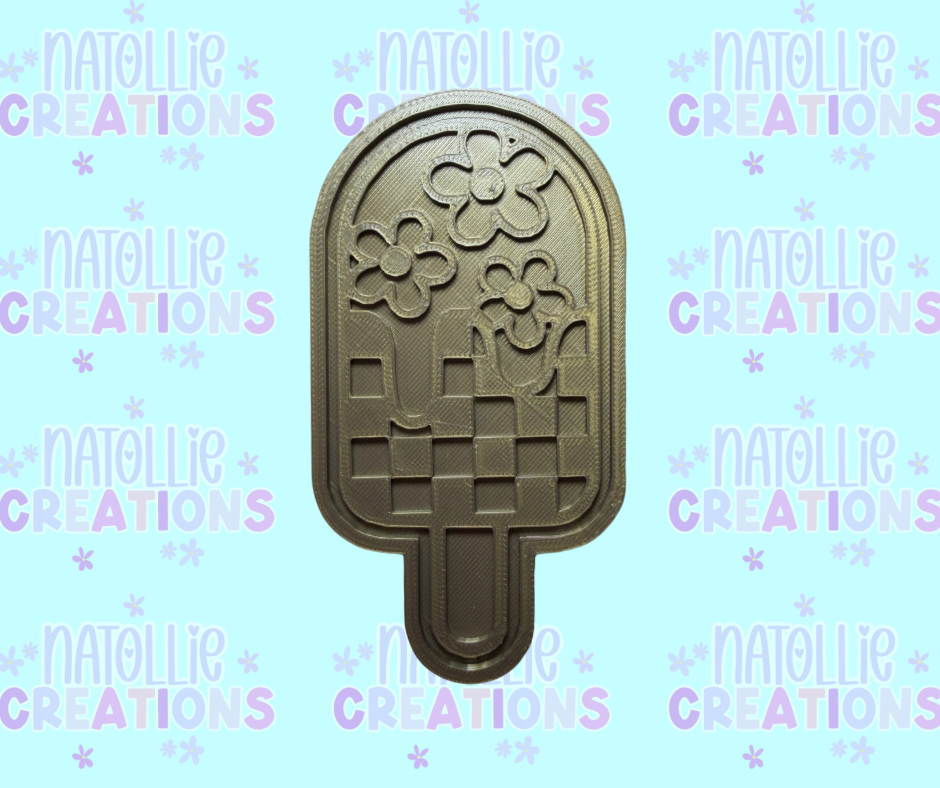 Checkered Flowers Popsicle Insert Freshie Silicone Mold