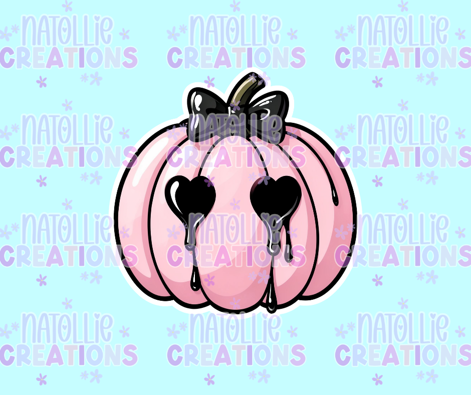 Drip Bow Pumpkin Die Cut Sticker
