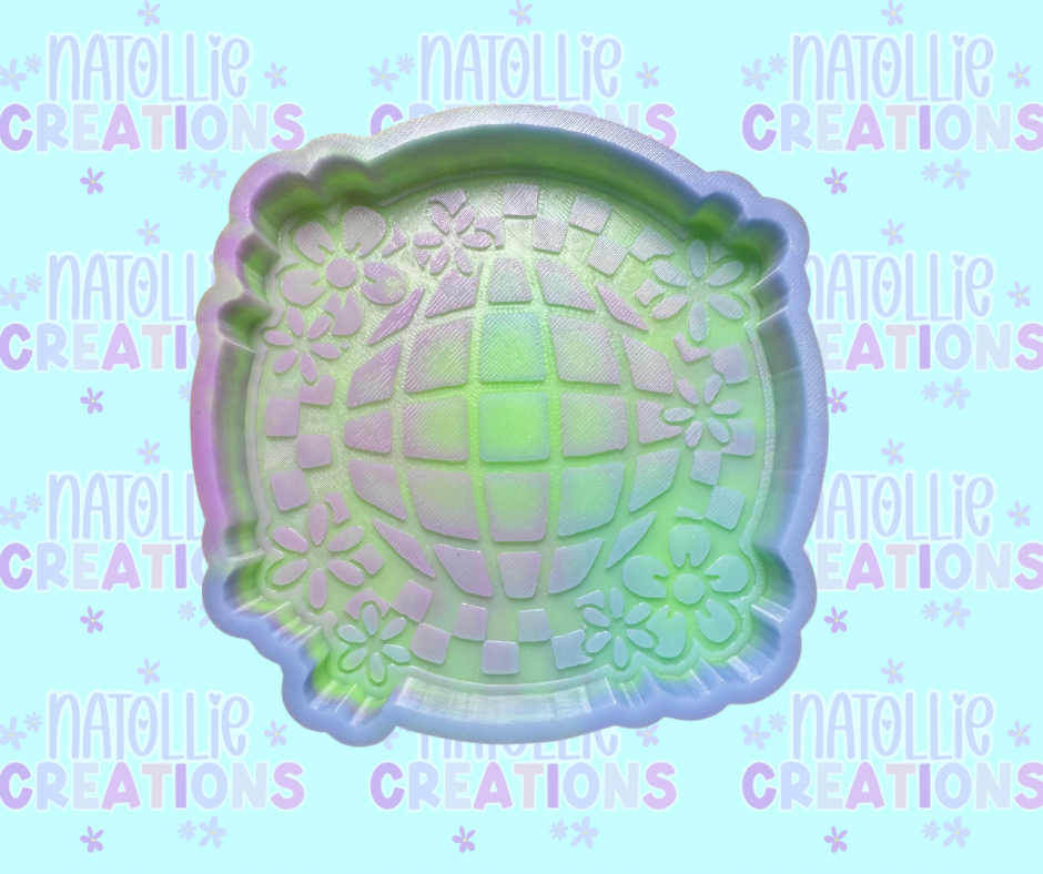 Floral Checkered Disco Freshie Silicone Mold