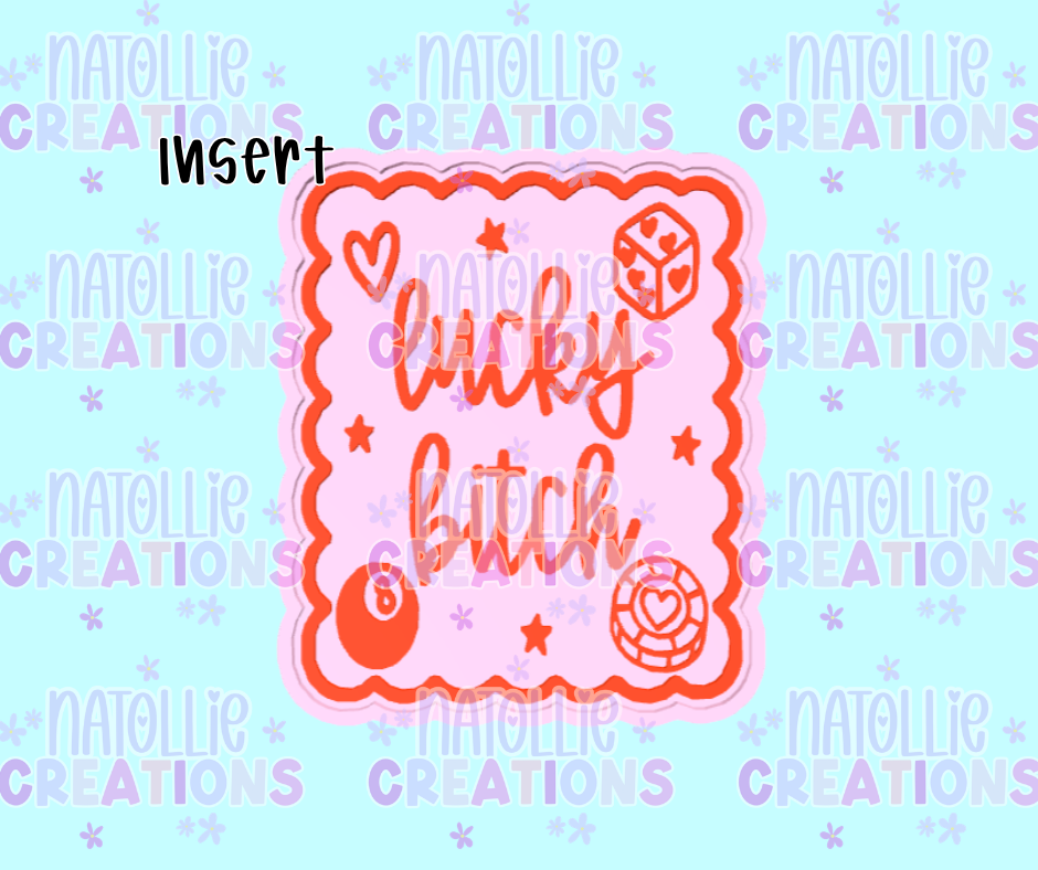 8 Ball Lucky Bitch Scalloped Rectangle Insert Freshie Silicone Mold