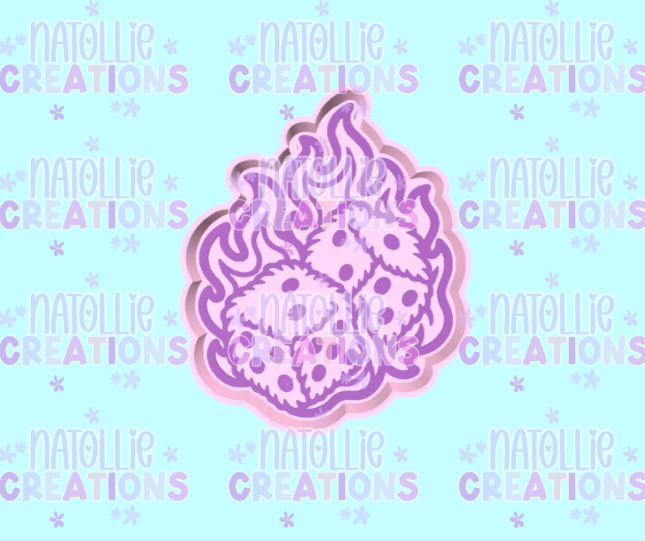 Flaming Fuzzy Dice Freshie Silicone Mold