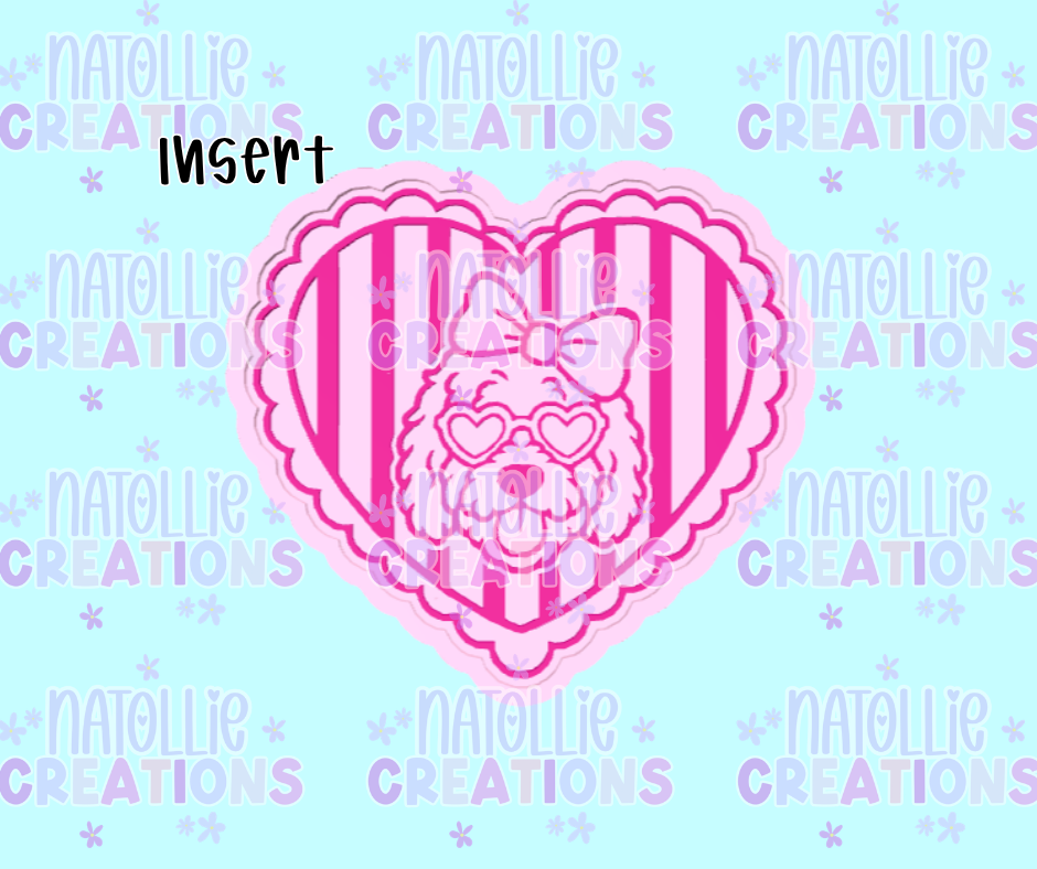 Striped Golden Doodle Scallop Heart Insert Freshie Silicone Mold