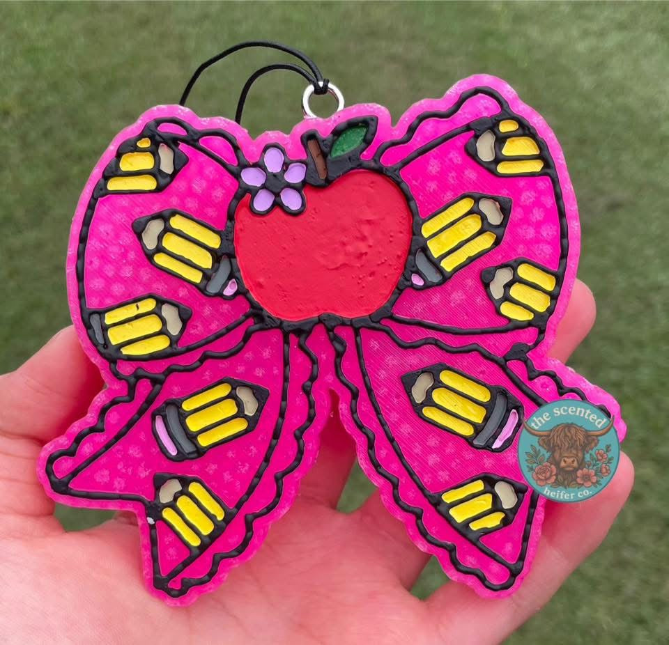 Pencil Apple Bow Freshie Silicone Mold