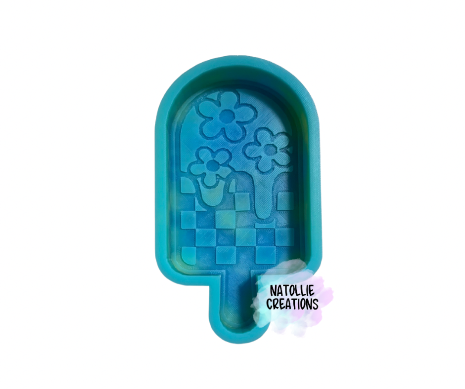 Checkered Floral Popsicle Freshie Silicone Mold