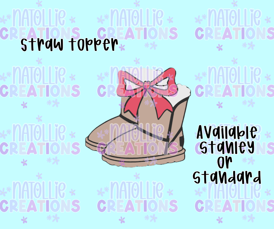 Boots W/ Bow Straw Topper