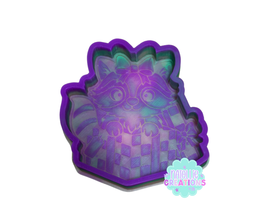 Raccoon In Present Freshie Silicone Mold