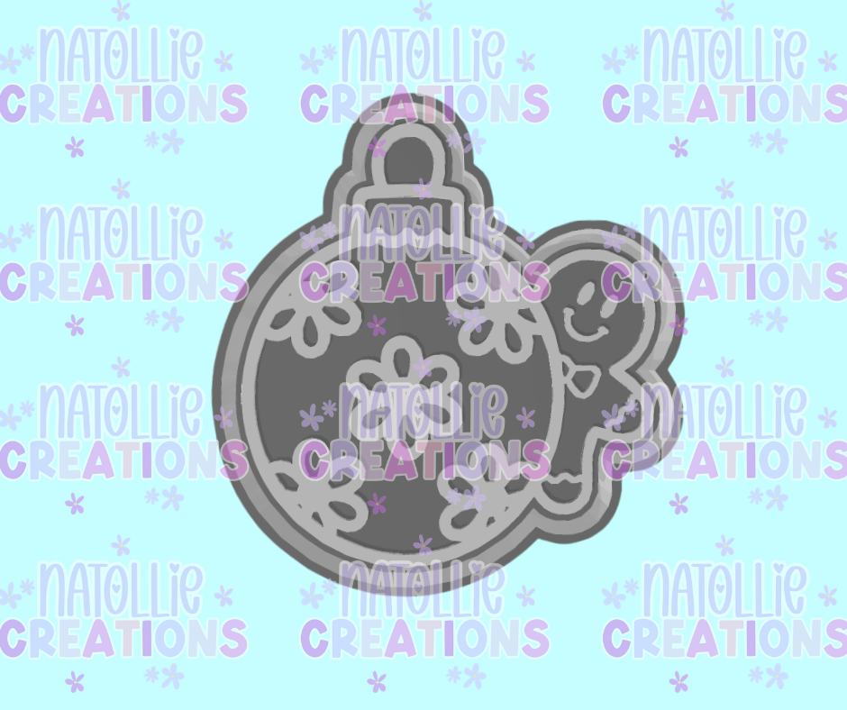 Peeking Gingerbread W/ Floral Ornament Freshie Silicone Mold