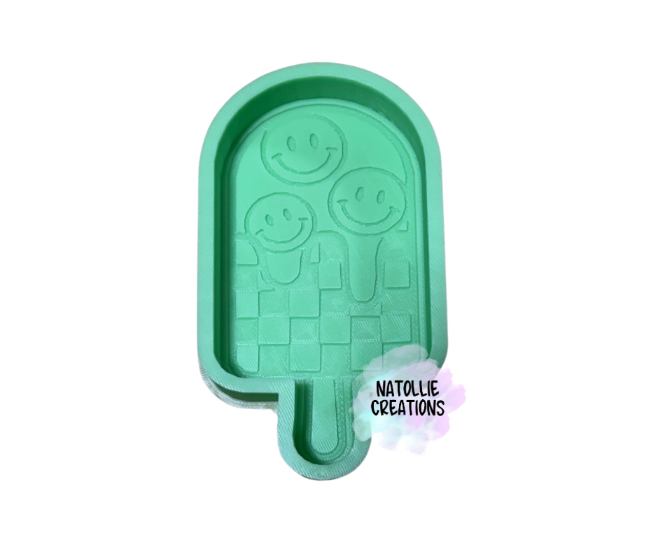 Checkered Smiley Popsicle Freshie Silicone Mold