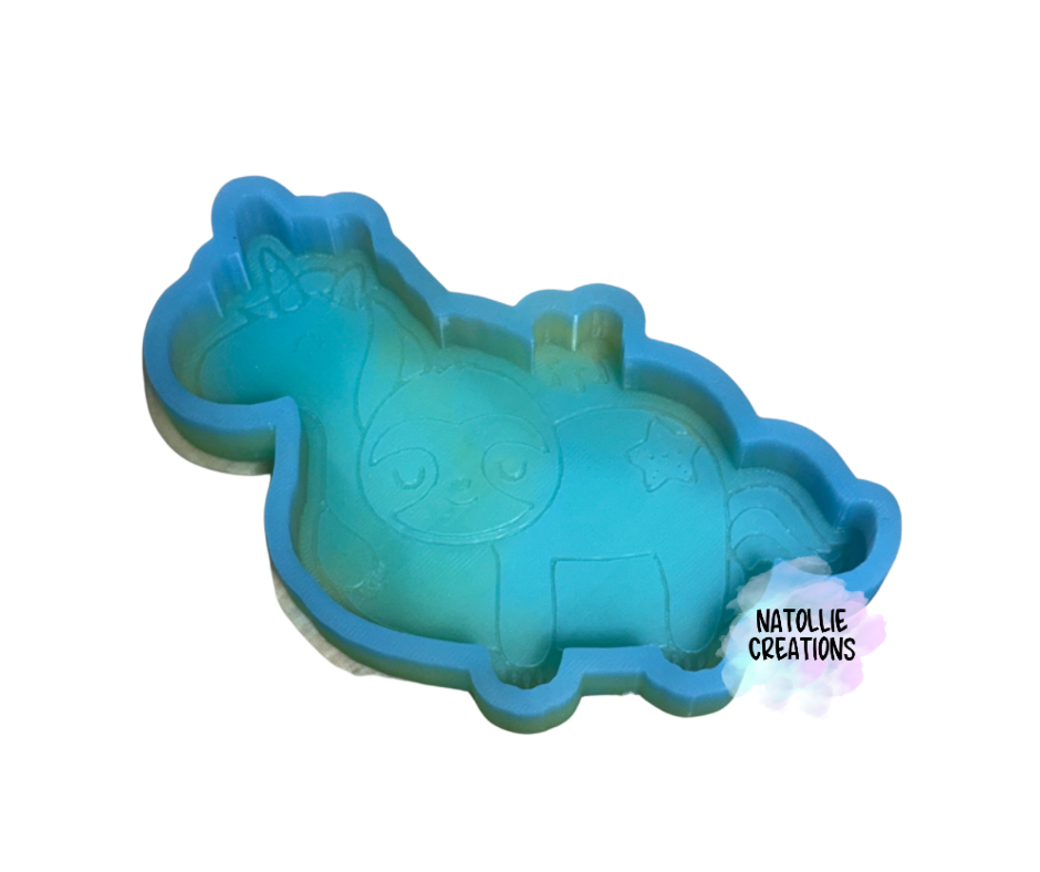 Sleeping Sloth On Unicorn Floatie Freshie Silicone Mold