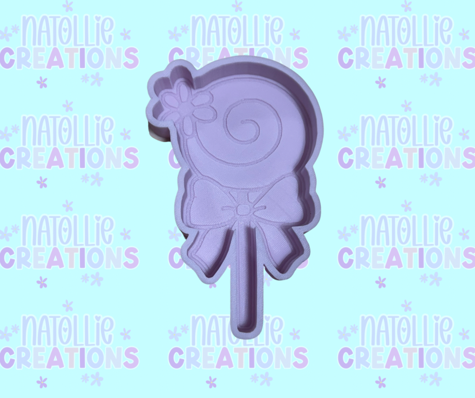 Lollipop W/ Flowers & Bow Freshie Silicone Mold