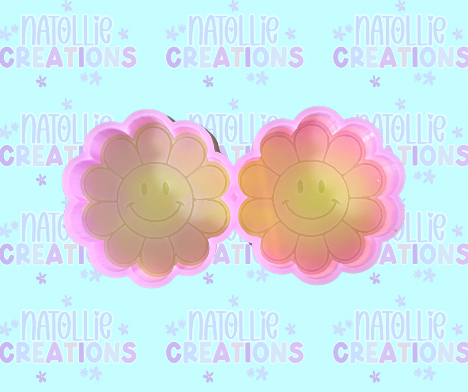 Smiley Retro Flower Vent Clip Freshie Silicone Mold