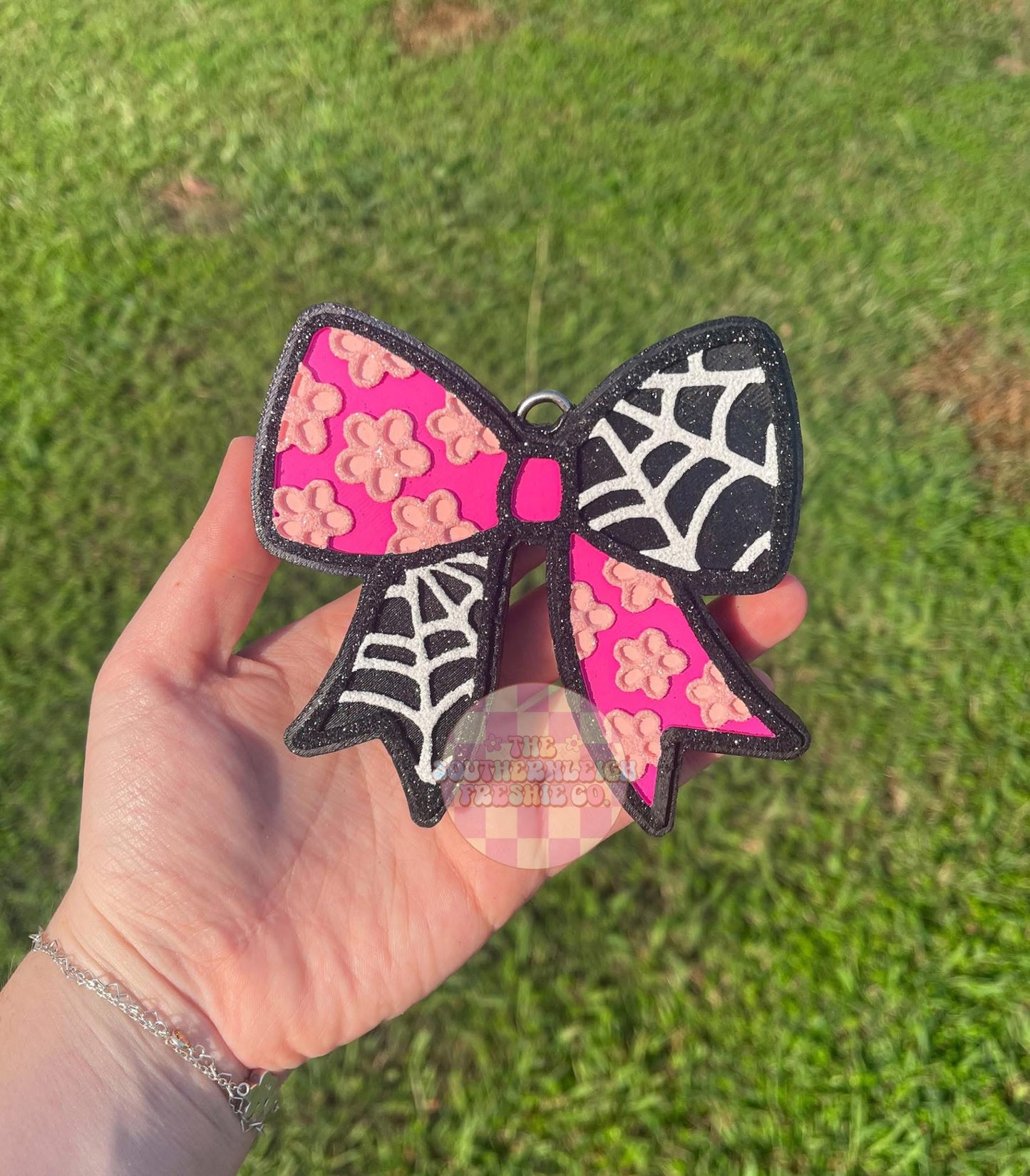 Floral Spider Web Bow Freshie Silicone Mold