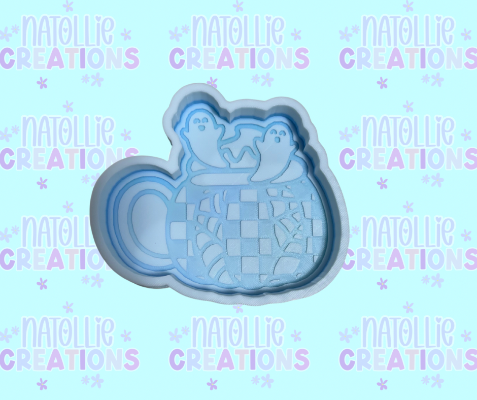 Checkered Ghost Mug Freshie Silicone Mold