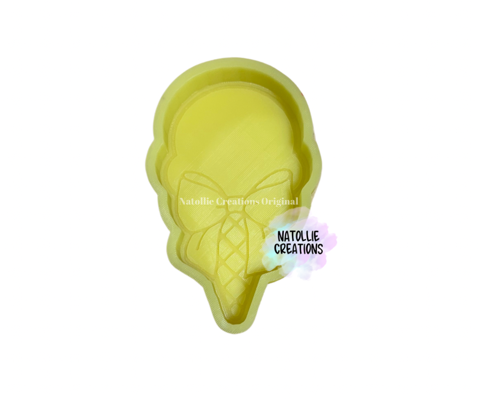 Ice Cream Cone W/ Bow Freshie Silicone Mold