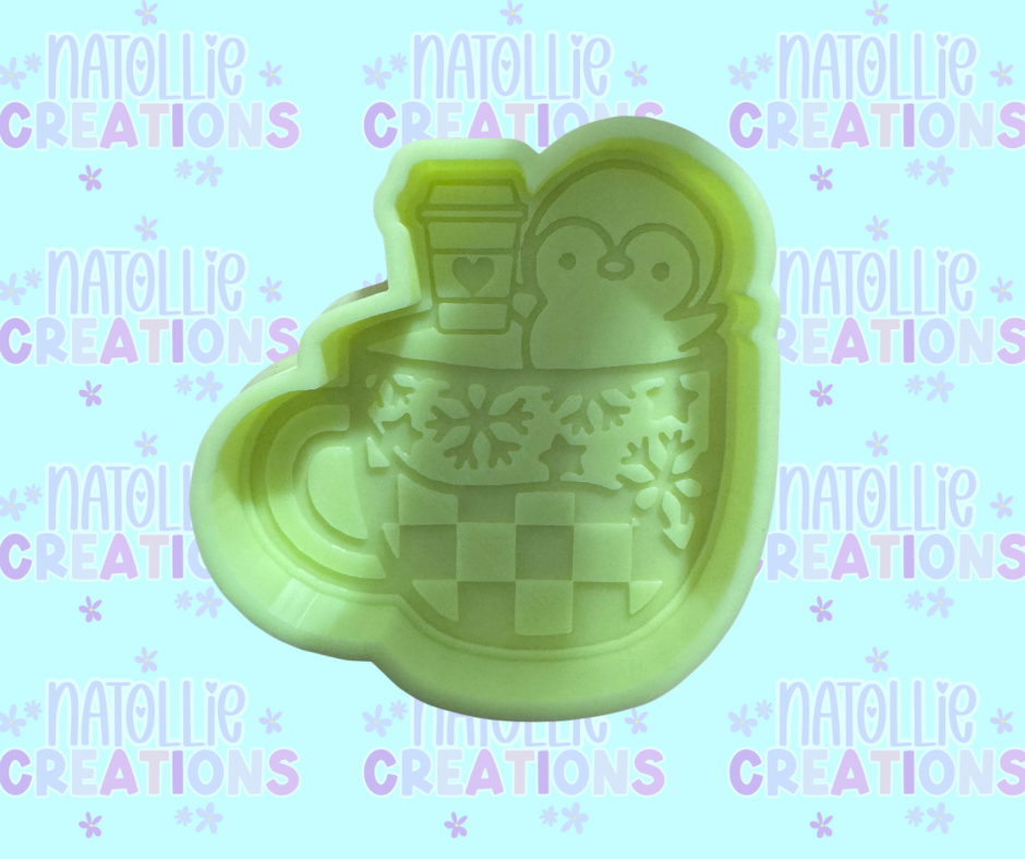 Penguin In Mug Freshie Silicone Mold
