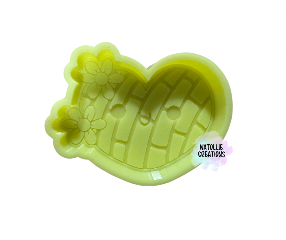 Heart Concha W/ Flower Freshie Silicone Mold