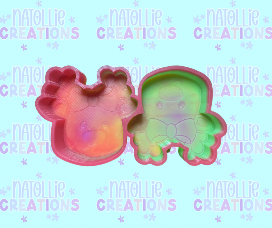 Reindeer W/ Bow Vent Clip Freshie Silicone Mold