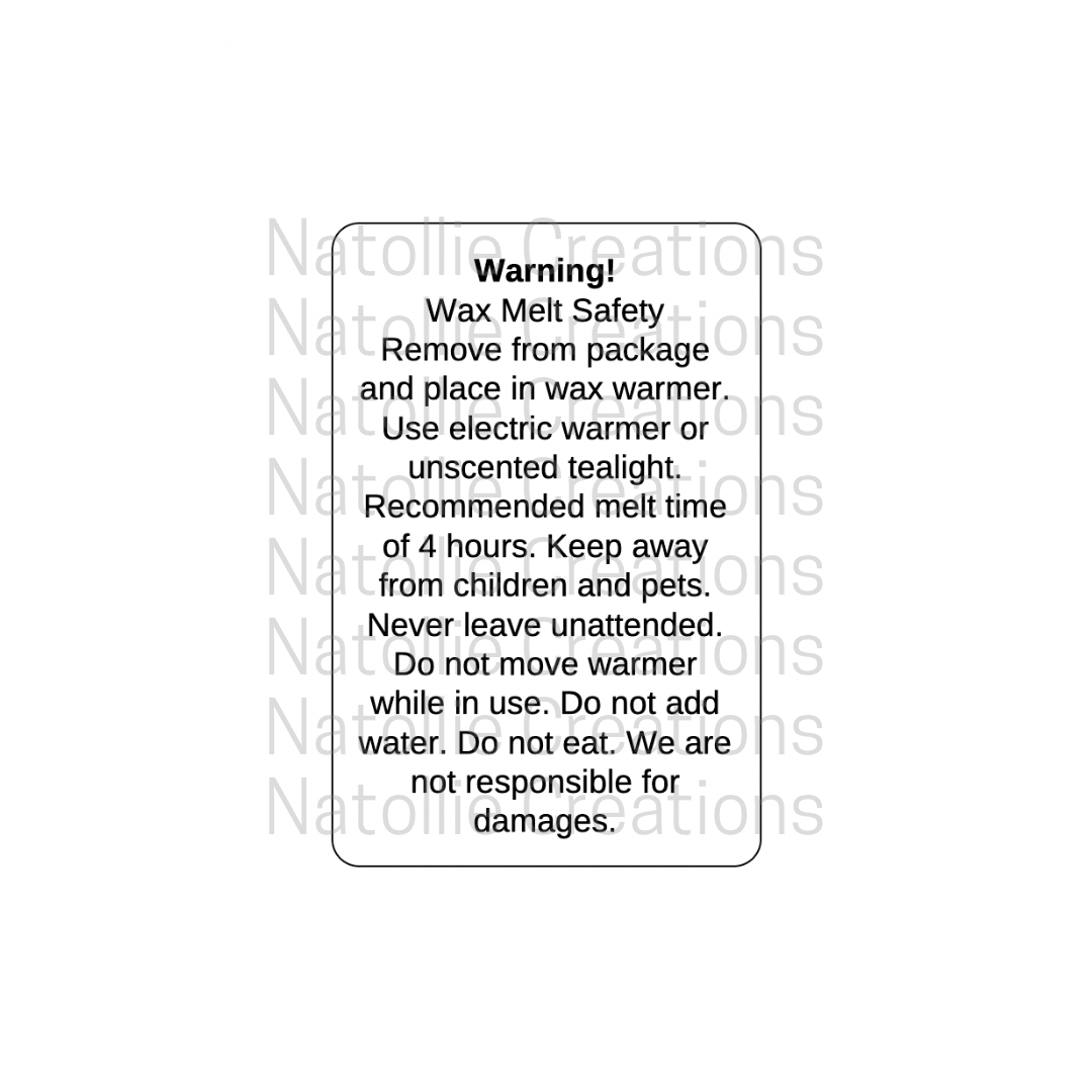 Soy Wax Candle Warning Stickers For Wax Melt Molds Warning Labels