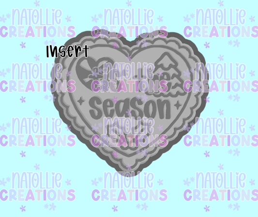 Christmas Tis The Season Scallop Heart Insert Freshie Silicone Mold
