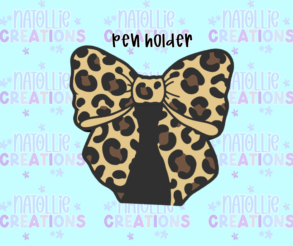 Leopard Bow Pen Holder