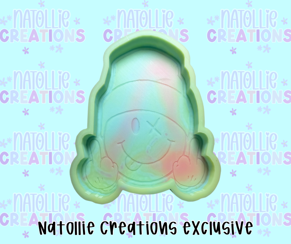 Middle Finger Beanie Smiley Face Freshie Silicone Mold