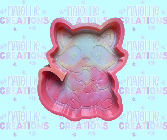 Raccoon Holding Clover Freshie Silicone Mold
