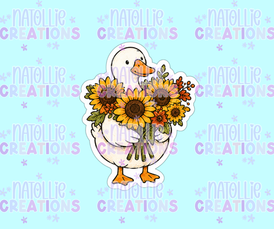 Sunflower Bouquet Goose Die Cut Sticker