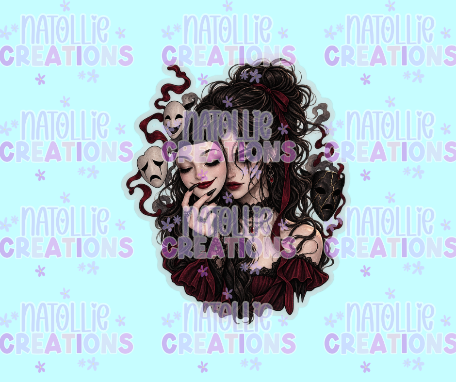 Masked Goth Girl Die Cut Sticker