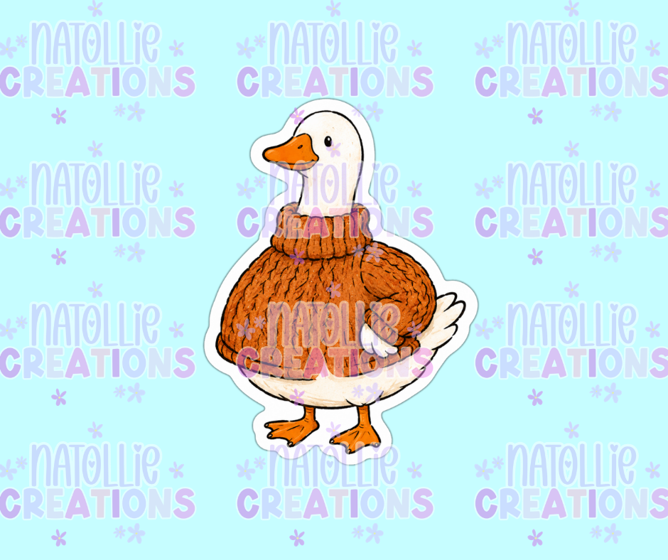 Knitted Sweater Goose Die Cut Sticker