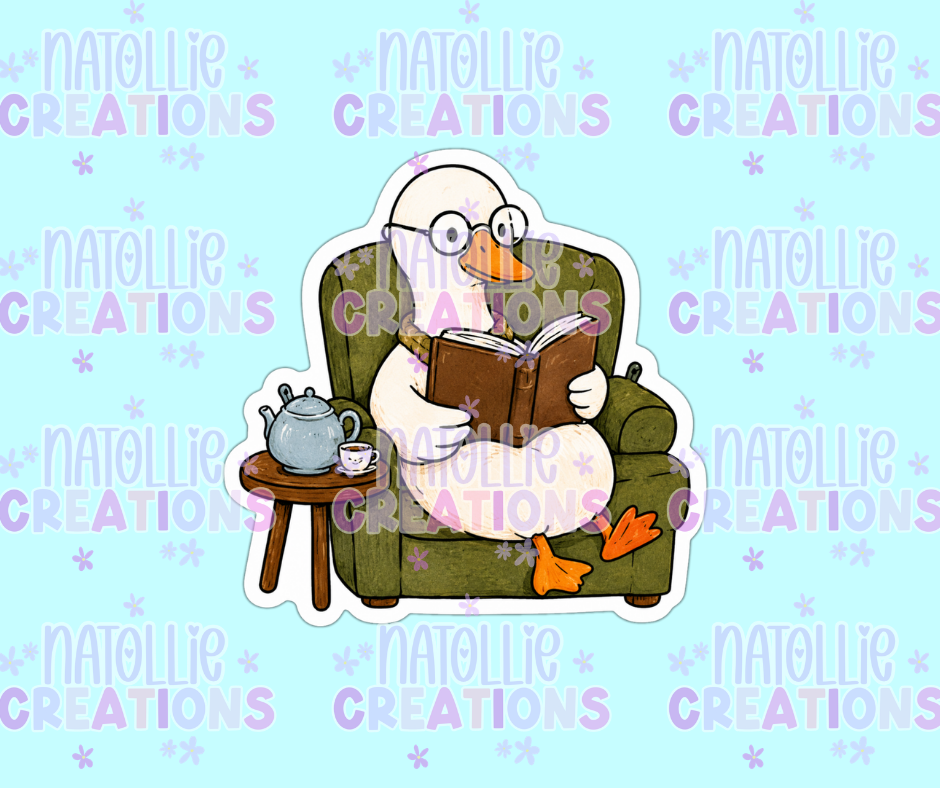 Reading Goose Die Cut Sticker