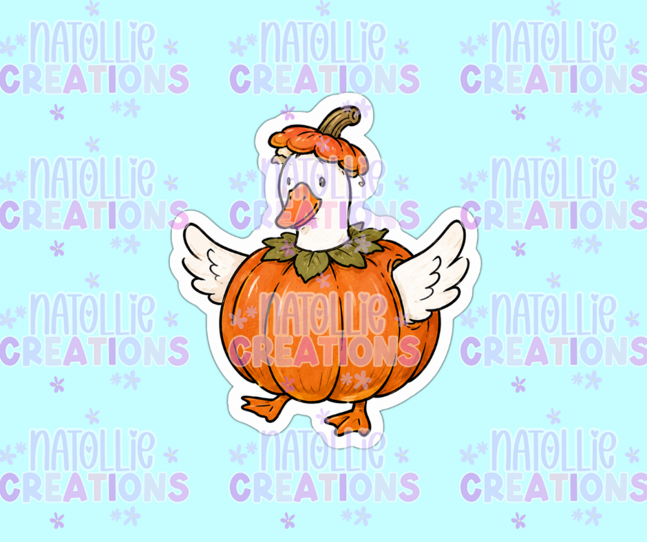 Goose In Pumpkin Die Cut Sticker