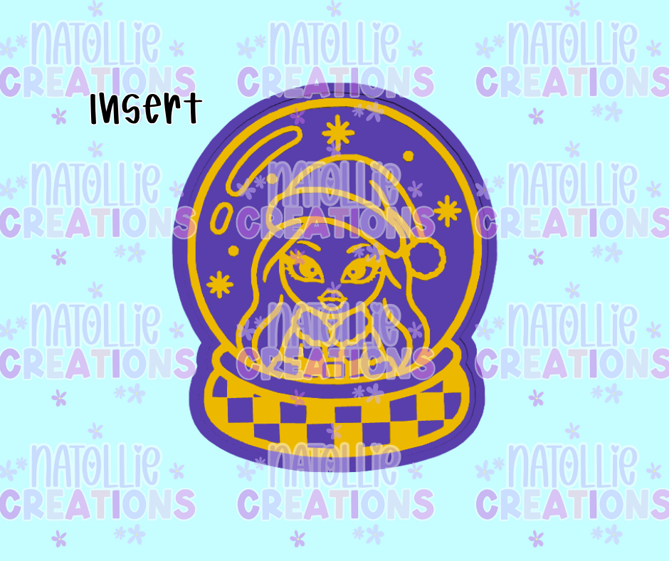 Big Lip Girl Checkered Snowglobe Insert Freshie Silicone Mold