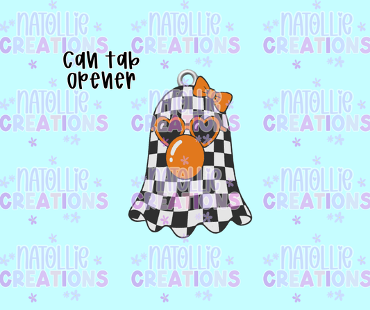 Checkered Bubble Ghost Can Tab Opener Keychain