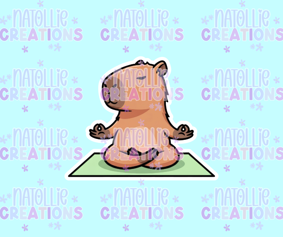Meditating Capybara Die Cut Sticker