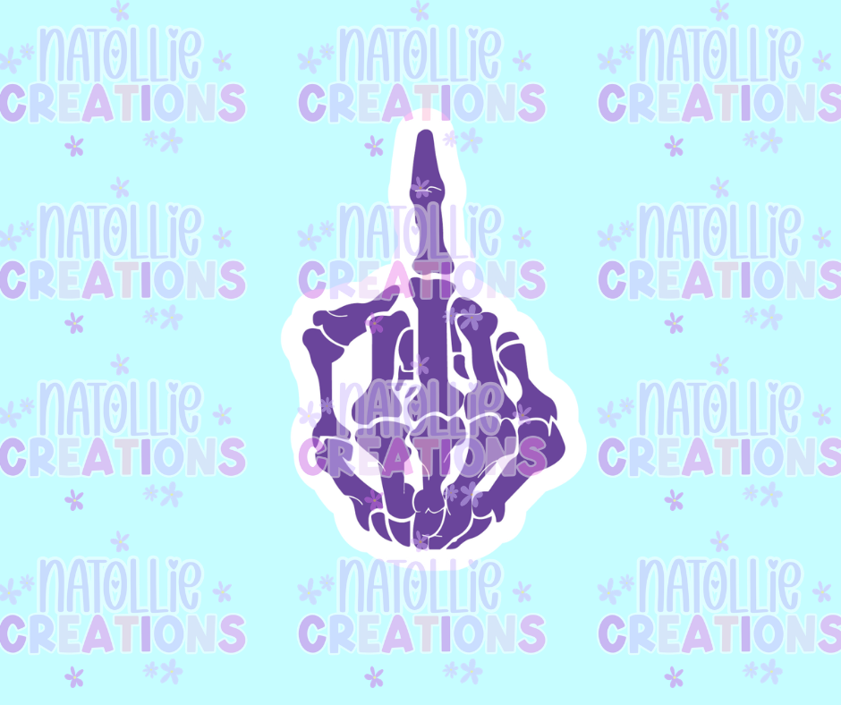 Skeleton Middle Finger Die Cut Sticker